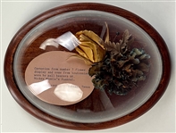1995 Mickey Mantle Funeral Carnation from 7 Flower Arrangement and Pallbearer Bobby Murcer's Boutonniere Rose in Domed Display