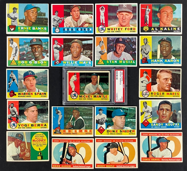 1960 Topps Baseball Near Set (551/572) Incl #350 Mickey Mantle PSA VG 3