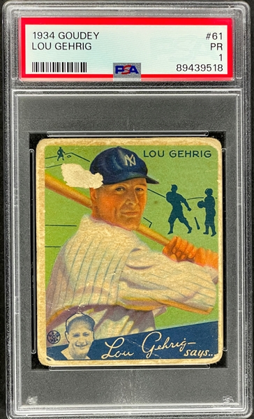 1934 Goudey #61 Lou Gehrig - PSA PR 1