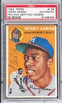 1954 Topps #128 Hank Aaron Signed Rookie Card - Encapsulated PSA/DNA