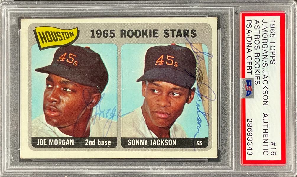 1965 Topps #16 Joe Morgan & Sonny Jackson Signed Card - Encapsulated PSA/DNA