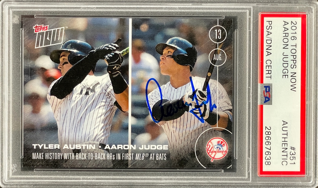 2016 Topps Now #351 Aaron Judge Signed Card - Encapsulated PSA/DNA