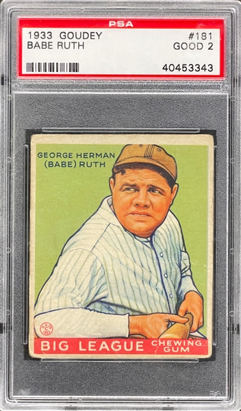 1933 Goudey #181 Babe Ruth - PSA GD 2