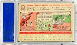 1956 Topps #135 Mickey Mantle Gray Back - PSA VG 3