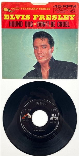 1958 Elvis Presley Gold Standard Series "Hound Dog" / "Dont Be Cruel" (447-0608) 45 RPM Single with Picture Sleeve