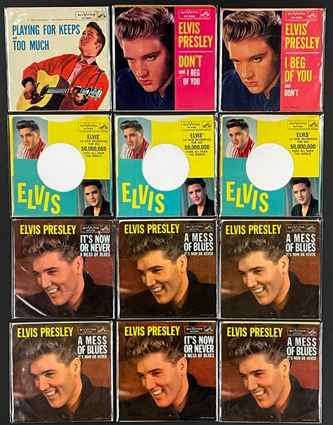 Collection of 50 Elvis Presley 45 RPM Singles with Picture Sleeves
