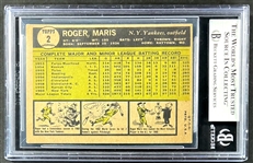 1961 Topps #2 Roger Maris Signed Card (Encapsulated Beckett Authentic)