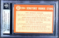 1964 Topps #167 Lou Piniella and Mike Brumley Signed Card (Encapsulated Beckett Authentic)