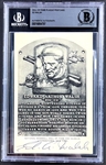 Ed Walsh Signed Black and White Hall of Fame Plaque  (Encapsulated Beckett Authentic)