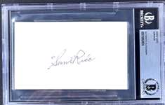 Sam Rice Signed Index Card  (Encapsulated Beckett Authentic)