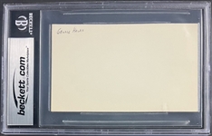 George Halas Signed Index Card  (Encapsulated Beckett Authentic)