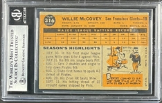 1960 Topps #316 Willie McCovey Signed Rookie Card  (Encapsulated Beckett Authentic)