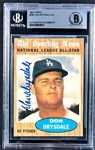 1962 Topps #398 Don Drysdale Signed  Card  (Encapsulated Beckett Authentic)