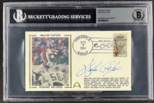Walter Payton Signed First Day Cover (Encapsulated Beckett Authentic)