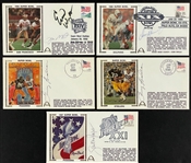Signed "Gateway" Cachets with Football Hall of Famers Incl. Terry Bradshaw, Lawrence Taylor, Joe Montana and Dan Marino (5 Pieces)   (Beckett Authentic)
