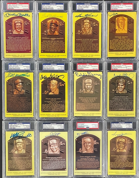 500 Home Run Club Signed Yellow Hall of Fame Plaque Collection (13) (PSA/DNA Encapsulated)