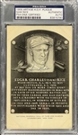 Sam Rice Signed Black and White Hall of Fame Plaque Encapsulated PSA/DNA