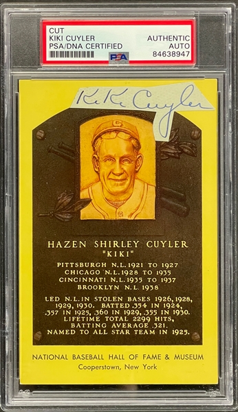 Kiki Cuyler Cut Signature on Yellow Hall of Fame Plaque Encapsulated PSA/DNA
