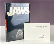 1974 <em>Jaws</em> First Edition with Peter Benchley Signed Card (JSA)