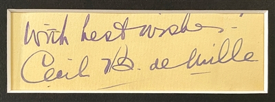 Cecil B. DeMille Cut Signature with 8x10 Photo Display Plus Small Signed Photo (JSA)