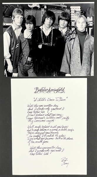 Buffalo Springfield Signed Photo And Lyrics Sheet (2) (Beckett Authentic)
