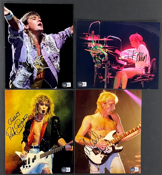 Def Leppard Signed 8x10 Photos with Rick Allen, Rick Savage, Joe Elliot and Phil Collen (4 Pieces) (Beckett Authentic)