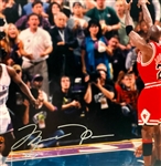 MIchael Jordan Signed 16x20 Photo of The Shot Upper Deck LE (48/123) (UDA)