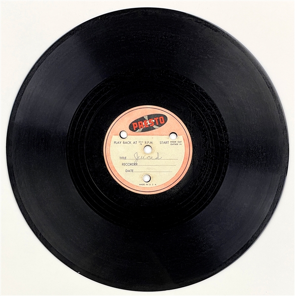 1951 Jackie Brenston 78 RPM "Presto" Acetate for "Juiced" - Marion Keisker (Sun Records) FILE COPY