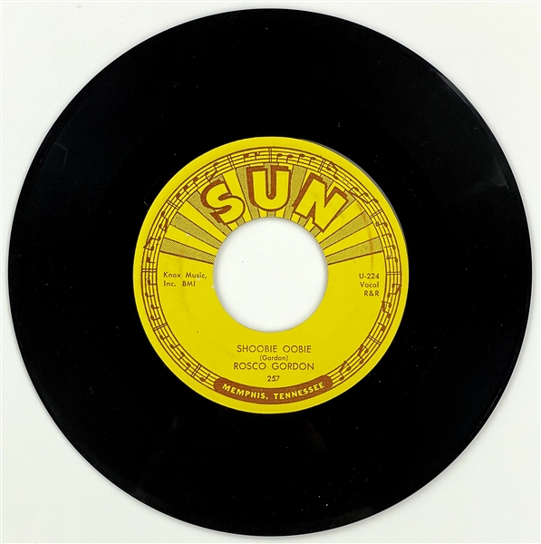 1956 Rosco Gordon SUN 257 45 RPM Single "Shoobie Oobie" - MINT - Marion Keisker (Sun Records) FILE COPY