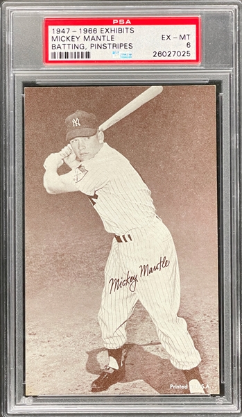 1947-1966 Exhibits Mickey Mantle (Batting, Pinstripes) - PSA EX-MT 6