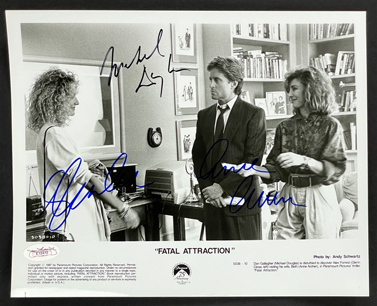 <em>Fatal Attraction</em> Cast Signed 8x10 Studio Photo with Michael Douglas, Glenn Close and Anne Archer (JSA)