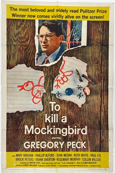1963 <em>To Kill a Mockingbird</em> One Sheet Movie Poster - Gregory Peck