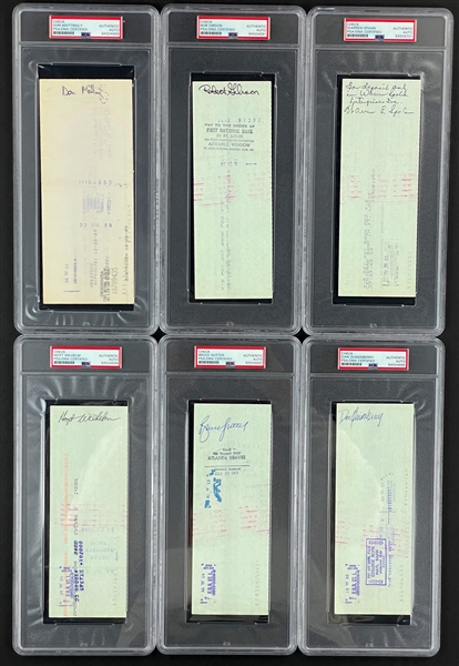 MLB Hall of Famer and Superstars Signed Checks (6) (All PSA/DNA Encapsulated) Incl. Bob Gibson and Others