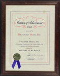 1968 BMI Award for "Welcome to My World" to "Tuckahoe Music, Inc." (Jim Reeves Publishing Company)