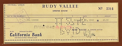 Rudee Vallee Signed Check from <em>The Drene Show</em>  (Beckett)