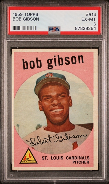 1959 Topps #514 Bob Gibson Rookie Card - PSA EX-MT 6