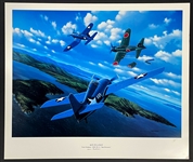 Vern Graham Signed Ace in a Day 26 x 22 Stan Stokes Aviation Artwork (AI Certified)