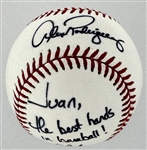 Alex Rodriguez Twice-Signed and Inscribed Baseball to Juan Castro The Best Hands in Baseball (Beckett Authentic)