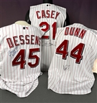 2000's Cincinnati Reds Signed Game Used Jerseys Trio Incl. Sean Casey, Adam Dunn and Elmer Dessens (Beckett Authentic)