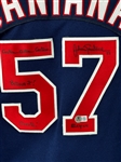 2005 Johan Santana Signed and Inscribed (ALCY 04) Minnesota Twins Road Jersey (Beckett Authentic)