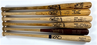 Los Angeles Dodgers Game Used Bat Collection (6) Incl. Raul Mondesi and Dodgers Bat Bag -  Acquired by Teammate Juan Castro