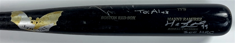 Manny Ramirez Signed 500 HRC Boston Red Sox 2007 Sam Bat Game Used Bat (Beckett Authentic) Acquired by Teammate Juan Castro
