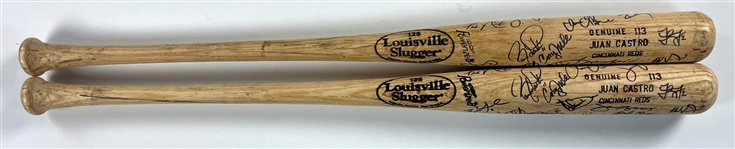 Pair of 2004 Cincinnati Reds Team Signed Juan Castro Game Used Bats (2) (Beckett Authentic)