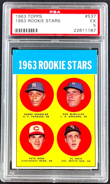 1963 Topps #537 Pete Rose Rookie Card - PSA EX 5