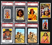1920's-1960's Geronimo Type Card Collection of 9 Incl. 6 PSA-Graded Examples