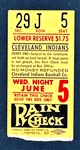 Mickey Mantle Career Home Run #186 Ticket Stub - June 6, 1957, Cleveland Municipal Stadium