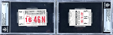 Mickey Mantle Career Home Run #352 FULL Ticket -  July 16, 1961, Memorial Stadium (Baltimore) (Encapsulated Beckett Authentic)