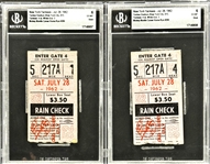 Mickey Mantle Career Home Run #395 Ticket Stubs (2) -  July 28, 1962, Yankee Stadium (Encapsulated Beckett Authentic)