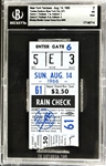 Mickey Mantle Career Home Run  #495 Ticket Stub - August 14, 1966, Yankee Stadium (Encapsulated Beckett Authentic)