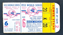 1955 New York Yankees Game 6 World Series Ticket Stub - October 3, 1955, Yankee Stadium